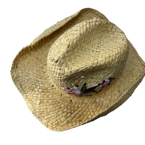 Women's Embroidered Natural Straw Cowbody Hat - Picture 3 of 12